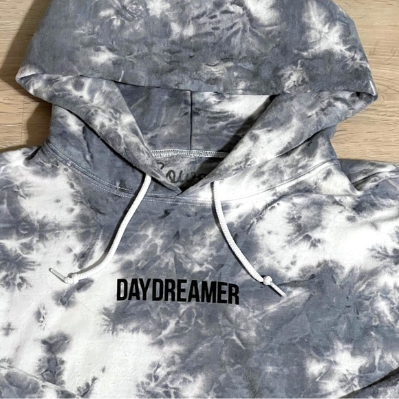 Bowery Supply Co. Tie Dye DAYDREAMER Hooded Gray White Sweatshirt Hoodie - Picture 9 of 11